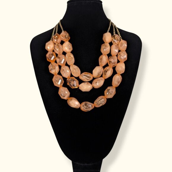 Vintage 3-Strand Chunky Lucite Beaded Necklace - Picture 1 of 6